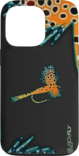 Vista 10 de Funda para iPhone 16 con mosca y pesca con moscas secas de piel de trucha por Black Fly Case