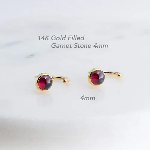 Vista 13 de Half Huggie Gold Hoop Earrings for Girls Women Tiny Cartilage Birthstone Stud Piercing Earring Hypoallergenic Earring Screw Back Dainty Hug Hoops