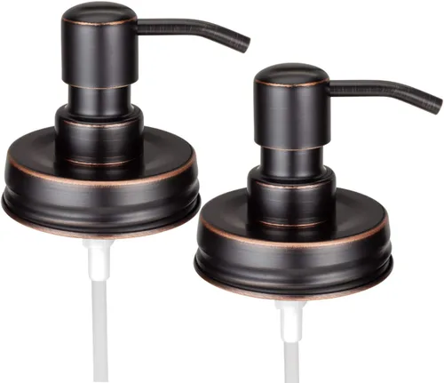 Vista 5 de Jarmazing Products Tapas dispensadoras de jabón para tarros de masón negro, paquete de un paquete, para todos los frascos de conservas de boca Acero
