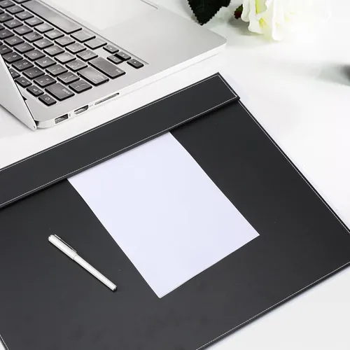Vista 5 de Protector de escritorio de cuero de 24 x 18 pulgadas con riel superior para escribir, protector de escritorio ejecutivo para oficina, hogar, lugar