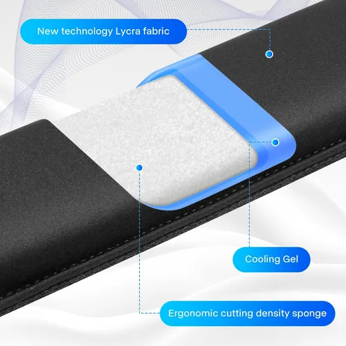 Vista 2 de Reposamuñecas Yolanda para Teclado/Almohadilla - Gel Refrescante - Bordes Cosidos - Accesorio Ergonómico para Teclado, Negro