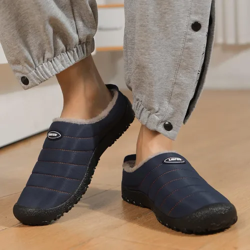 Vista 3 de UBFEN - Pantuflas cálidas de invierno para hombre y mujer con forro de felpa mullida, zapatos de casa con suela de caucho antideslizante