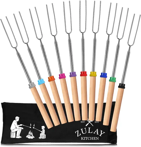 Vista 11 de Zulay - Varillas de malvavisco resistentes para hoguera extra largas – Kit de palos de olor para hoguera – Brochetas para asar malvaviscos – Tenedor