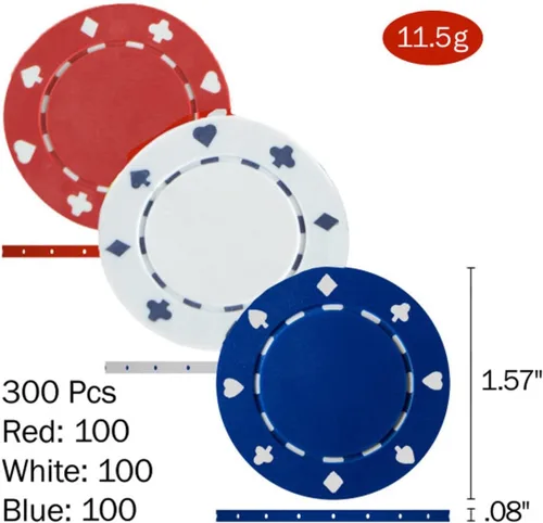 Vista 5 de Decoración de mesa de póquer – Juego plegable Texas Hold 'Em con estuche de transporte, 300 fichas de póquer, 2 mazos de cartas y botones