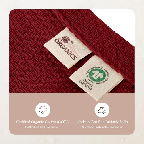 Vista 7 de Manta 100% algodón orgánico – Manta de algodón orgánico certificado GOTS & Fairtrade para cama con tejido de punto individual suave, pesado