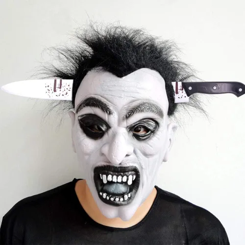Vista 4 de Halloween Knife Scissors Syringe Headband Costume Accessory Bloody Cleaver Headband Funny Headwear Through Head