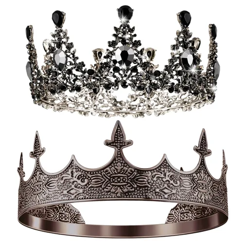 Vista 10 de Sureio Juego de 2 coronas King y Queen, estilo elegante