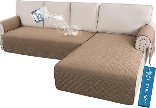 Vista 17 de H.VERSAILTEX Fundas de sofá para sofá seccional, 2 piezas, funda de sofá en forma de L, 100% impermeable y lavable, protector de sofá para perros