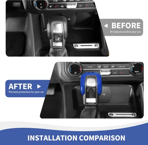 Vista 5 de RAZPOY Cubierta de la perilla de la palanca de cambios compatible con accesorios interiores Ford Bronco 2021-2025, color azul