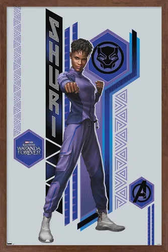 Vista 15 de Trends International Marvel Black Panther: Wakanda Forever - Póster de pared Shuri, 22.4 pulgadas de largo x 14.7 W, versión enmarcada de madera