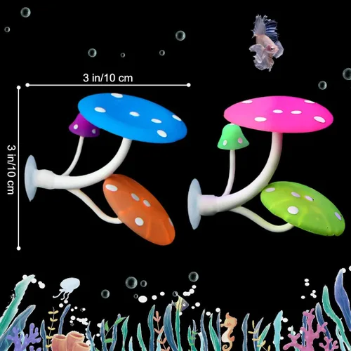 Vista 4 de Hamaca de hongos Betta + almohadillas de hojas para pecera, silicona suave, almohadillas de juego de peces de acuario con ventosa, adorno