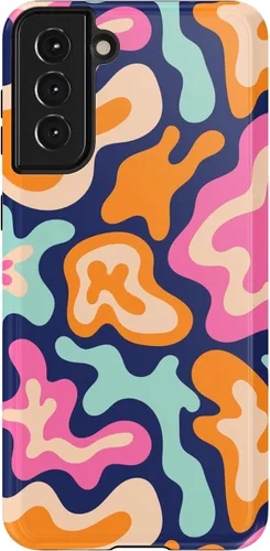 Vista 32 de Casely Funda para Galaxy S21 Here Comes The Sun Colorblock Sunset Diseño protector delgado esencial de doble capa Aquí viene el sol