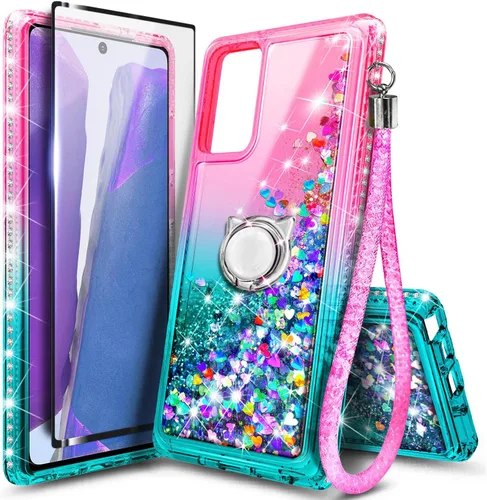 Vista 70 de NGB - Funda para teléfono Samsung Galaxy S9, color aguamarina/morado, bonita funda con purpurina líquida para mujeres y niñas, con protector