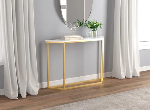 Vista 2 de SAFDIE Mesa consola moderna – Mesa de entrada elegante y resistente para pasillo, sala de estar o detrás del sofá – Fácil montaje, diseño de espacio