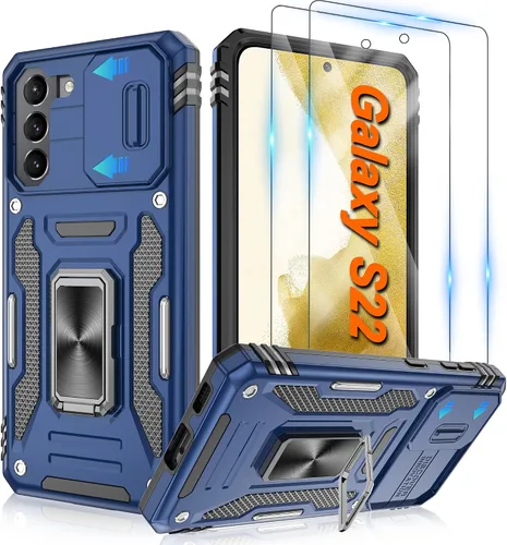 Vista 91 de Atump Funda para Motorola Moto G Play 2024 (4G) con [paquete de 2] protector de pantalla HD y cubierta para cámara deslizante, soporte de anillo