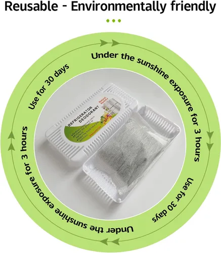 Vista 7 de Desodorizador para refrigerador (paquete de 6) - Eliminador de olores para refrigerador y congelador, carbón activado natural, combate los olores