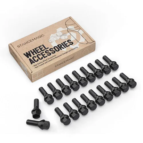 Vista 10 de 10 piezas de birlos plateados de 12 x 1.5 (longitud de vástago de 26 mm, base cónica) de longitud OEM - Compatibles con BMW 128i 135i 318i 320i 325i
