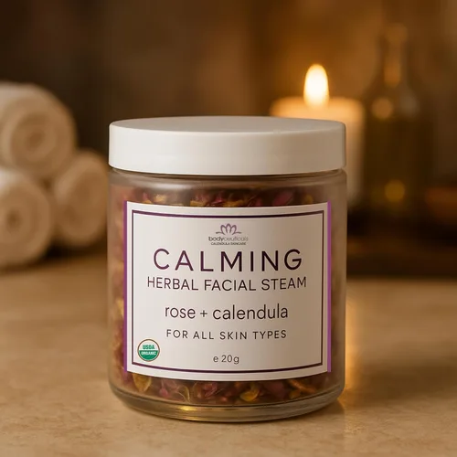 Vista 2 de Rose + Caléndula - Vapor facial de hierbas Pétalos de rosa orgánicos y caléndula, vapor facial calmante e hidratante con flores orgánicas, sin