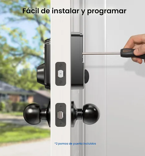 Vista 10 de Cerradura de puerta con huella dactilar Veise con 2 perillas - Cerradura de puerta sin llave con mango, teclado electrónico con cerrojo