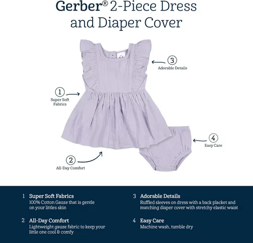 Vista 6 de Gerber Conjunto de 2 piezas para bebé niña