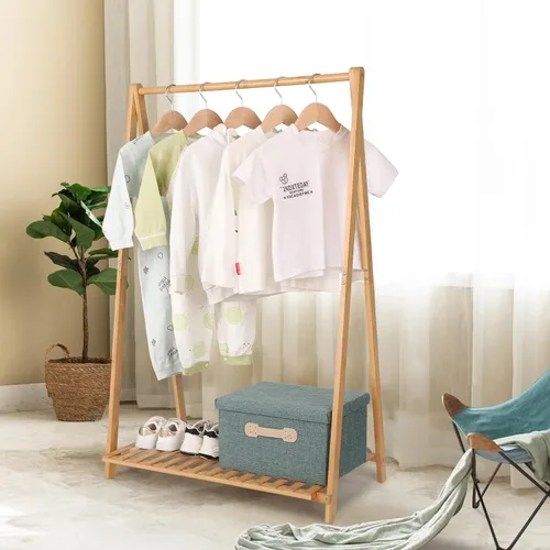 Vista 3 de Jotsport Perchero Pequeño para Ropa Infantil, Almacenamiento de Disfraces para Sala de Juegos, Dormitorio de Niños Pequeños, Perchero de Bambú