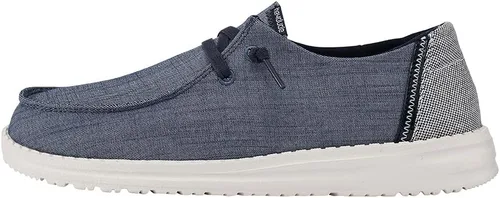Vista 15 de Hey Dude Wendy de lona lavada para mujer Zapatos de mujer Mocasines con cordones para mujer Cómodos y ligeros Negro