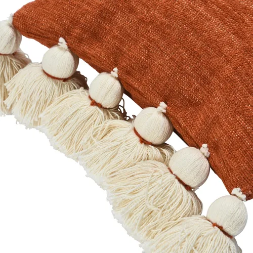 Vista 7 de Main + Mesa Almohada lumbar de chenilla de algodón de gran tamaño con borlas