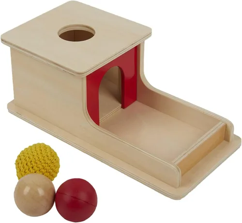 Vista 4 de Tiger Montessori Caja de permanencia con bandeja de tres bolas para bebés de 6 a 12 meses (madera+plástico+bola de punto)
