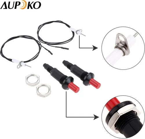 Vista 7 de Aupoko 2 juegos de encendido piezoeléctrico por chispa con cable de botón encendedor, tipo de 1 salida 2 electrodos de 200 grados de alambre