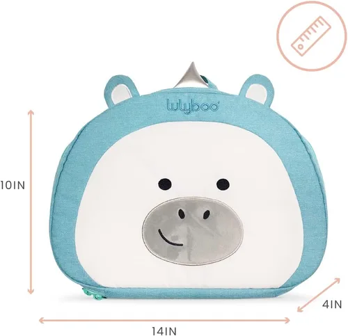 Vista 6 de Lulyboo Bandeja y mochila para asiento de automóvil de unicornio para niños pequeños Escritorio de viaje para niños con superficie de escritura