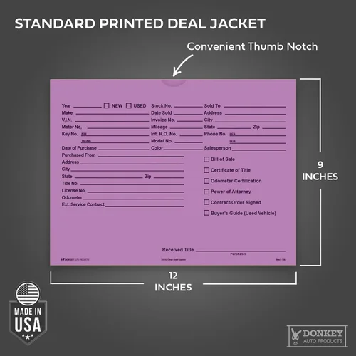 Vista 2 de Sobres impresos para ofertas de vehículos de 9 x 12 pulgadas, chaquetas (100 envueltas retráctiles) (lavanda)