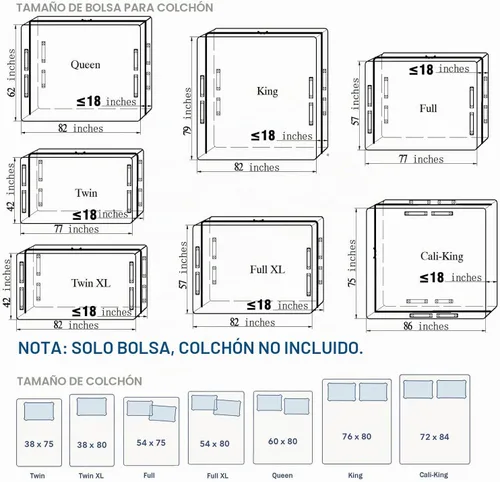Vista 4 de Bolsas de colchón resistentes SGPAC para mudanza y almacenamiento, bolsa de almacenamiento de colchón extra gruesa tamaño matrimonial XL, funda