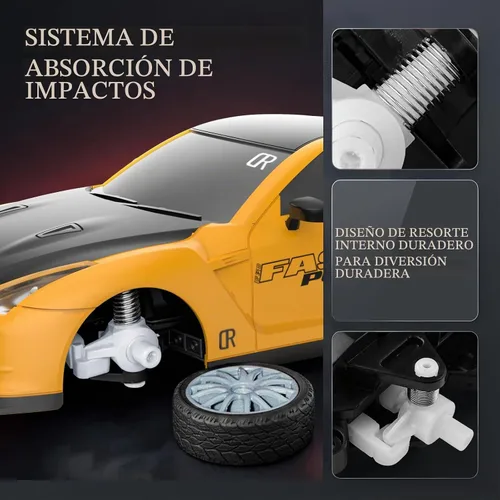 Vista 4 de Auto de control remoto RC Drift Car 2.4GHz escala 1:24 4WD 20KM/H Modelo de vehículo de alta velocidad con luces LED Drifting Tire Racing Sport Toy