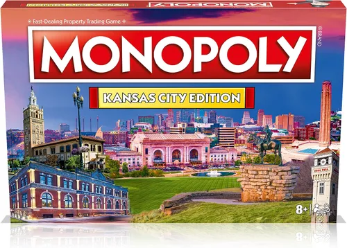Vista 3 de Monopoly Juego de mesa Kansas City Edition: 2-6 jugadores Juegos de mesa familiares para niños y adultos, juegos de mesa para niños de 8 años