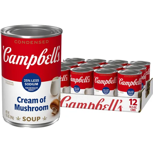 Vista 15 de Campbell's Crema de sodio condensada con 25% menos de sopa de hongos, lata de 10.5 onzas