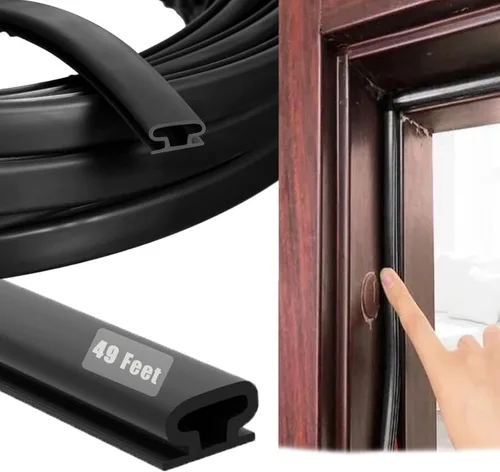 Vista 11 de Tira de sellado de goma para puerta, tira autoadhesiva de burlete para puerta, burlete en forma de D insonorizado e impermeable para marco de puerta