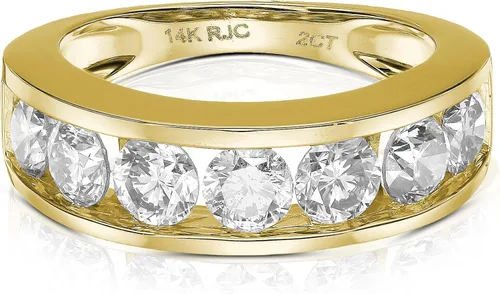 Vista 16 de VIR JEWELS Anillo de boda de diamante blanco de 1 cttw a 2 quilates para mujer, juego de canales de oro de 14 quilates, tamaño 4.5-10