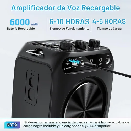 Vista 9 de TONOR Amplificador de voz recargable de 6000 mAh de 50 W, sistema PA personal Bluetooth con micrófono y cintura de auriculares inalámbricos, altavoz
