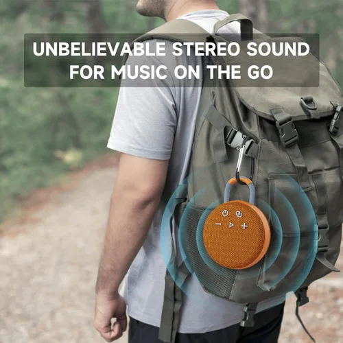 Vista 6 de MusiBaby Altavoz Mini Listo para Viajar – Bluetooth 5.3, Construcción Resistente e Impermeable, Graves Potentes para Senderos de Excursión, Rutas