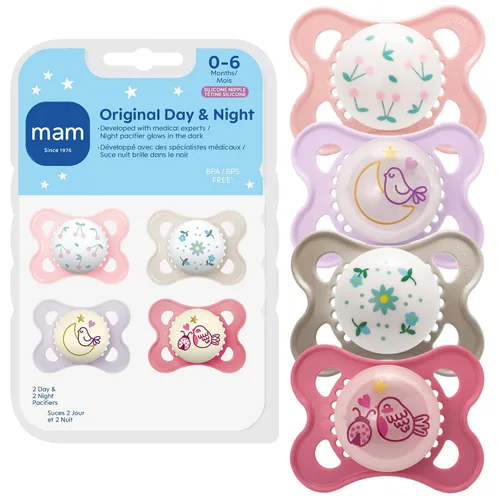 Vista 11 de MAM Chupetes Originales de Día y Noche, Chupete Binky de 0 a 6 Meses, Silicona Sin BPA, Brilla en la Oscuridad, Mejor para Bebés Recién Nacidos