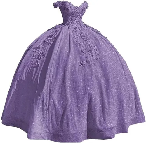 Vista 11 de Ftupza Preciosos vestidos de quinceañera florales 3D vestidos de tul hinchados para mujeres fuera del hombro vestido de fiesta largo FFtu09