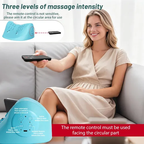 Vista 2 de Masajeador de cuello, relajante eléctrico de cuello y hombros con calor, 3 modos, almohadas para aliviar el dolor y relajación muscular, dispositivo