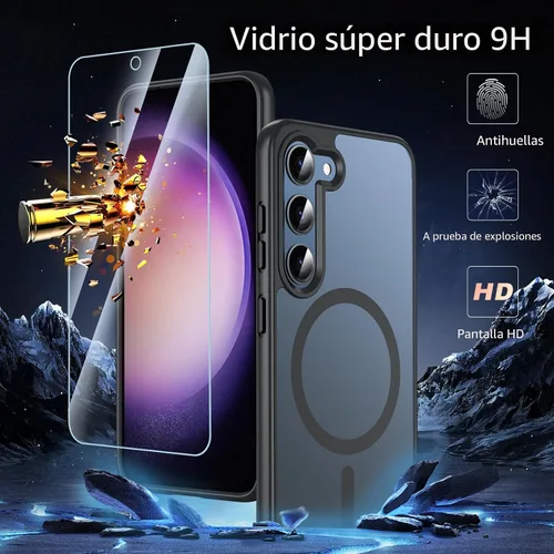 Vista 3 de OWKEY Funda magnética para Samsung Galaxy S23 de 6.1 pulgadas, para Magsafe con protector de pantalla, protección de grado militar, a prueba