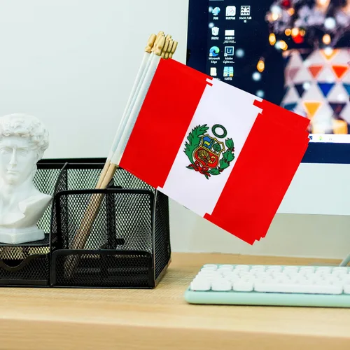 Vista 6 de TSMD Mini banderas de mano con bandera peruana, 5 x 8 pulgadas, paquete de 12