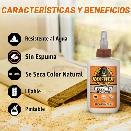 Vista 3 de Gorilla Pegamento para madera, color madera natural, botella de 4 onzas (paquete de 2) – Resistente al agua para proyectos y reparaciones