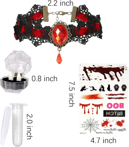 Vista 5 de SOOFILM Vampire Costume for Grils and Women, Gothic Vampires Dress Halloween Adult and Kids Vampire Costumes with Accessories