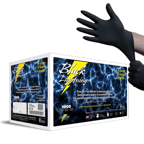 Vista 19 de Guantes de examen Atlantic Safety Products Black Lightning, desechables, guantes de nitrilo sin polvo, negros, pequeños, 100