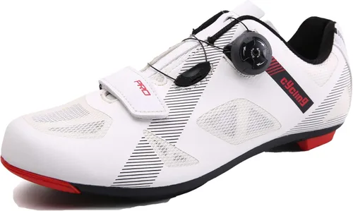 Vista 4 de Zapatos de ciclismo para hombre - Calzado de bicicleta de montaña con tacos de primera calidad para hombre, color blanco