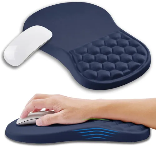 Vista 20 de Alfombrilla ergonómica para ratón con soporte de muñeca con espuma viscoelástica con protuberancia de masaje, alfombrilla para ratón de alivio