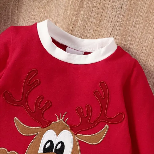 Vista 3 de TBUIALL Little Girls Clothing Sets Toddler Infant Boys Girls Christmas Stripe Deer Top Pants Hat Set Outfits New Born